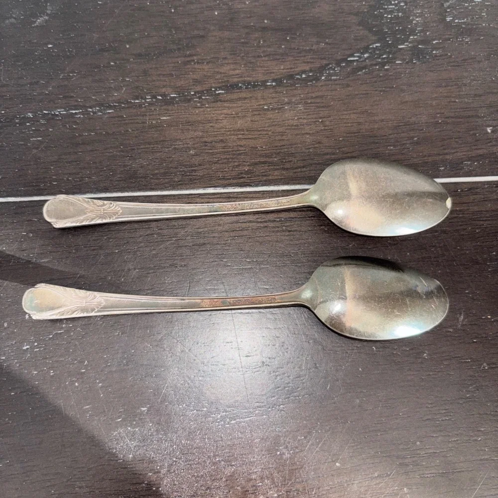 Vintage Depression Era‎ 1940s Wm Rogers Avalon Cabin Silver Plated (2) Teaspoons
